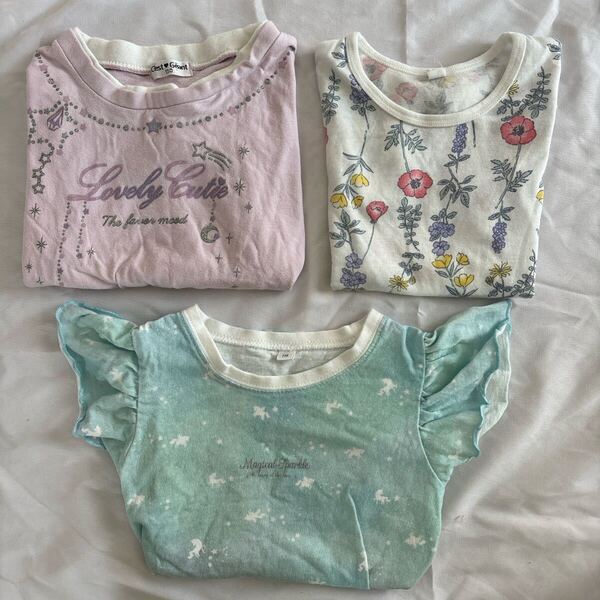 女の子 半袖 トップス Tシャツ ユニコーン 花柄 保育園 お着替え 110 夏 春