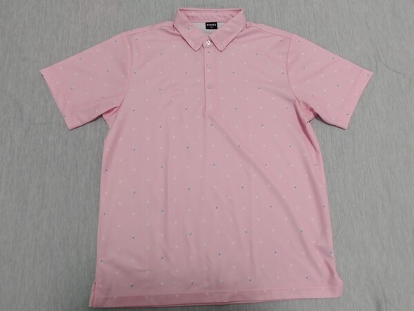 \送料込み!/【IGNIO】イグニオ 半袖 ポロシャツ サイズL ピンク ゴルフウェア GOLF スポーツ ファッション 総柄