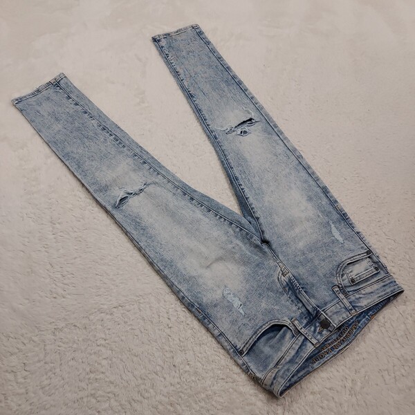 AEO EXTREME FLEX アメリカンイーグルケミカルダメージスキニーデニムパンツ29×30