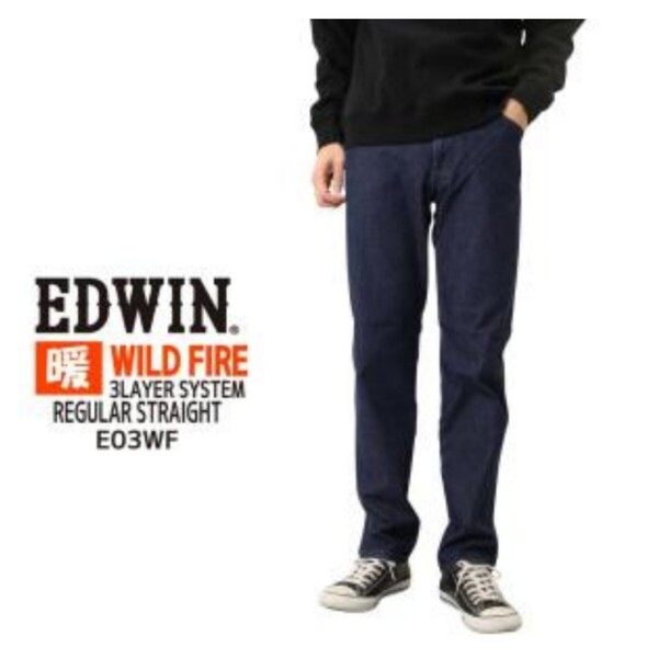 エドウィン EDWIN WILD FIRE 暖パン ジーンズ 403 あったか 3層構造 E03WF ふつうのストレートデニムパンツ/29