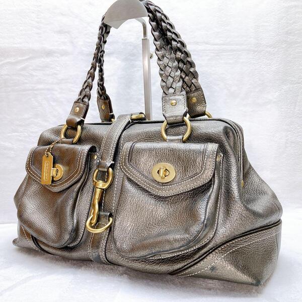 Coach Legacy Turn Lock Tote bag y2k Rare コーチ トートバッグ レザー メタリック ヴィンテージ