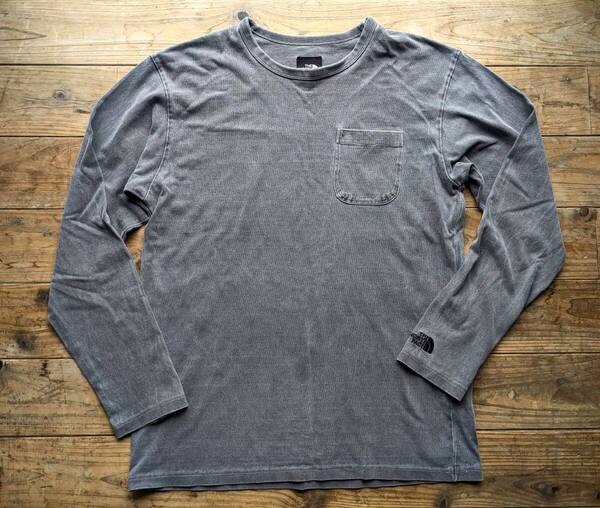 送料無料/THE NORTH FACEノースフェイス Pigment Dye Tee 肉厚カットソー size XL メンズ ピグメント ロンTシャツ ロゴ刺繍 古着アウトドア