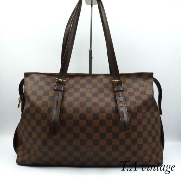 LOUIS VUITTON 美品 ヴィトン ダミエ チェルシー トートバッグ ブラウン N51119