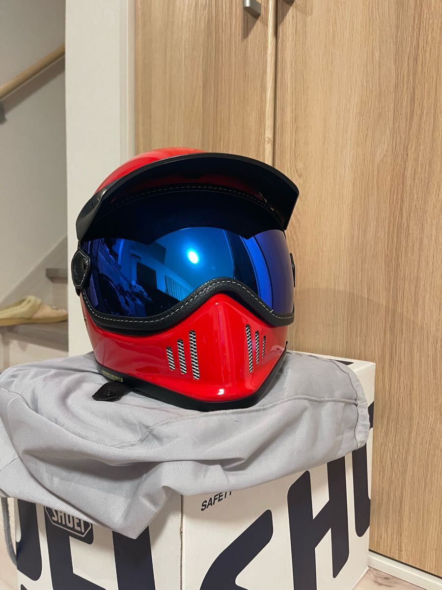SHOEI EX-ZERO たまらなく L 赤 中古品 バイザー付き