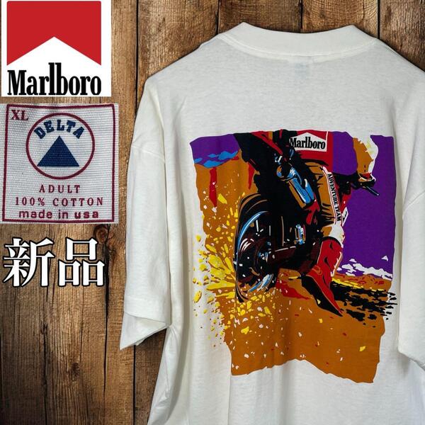 Marlboro ADVENTURE TEAM MOTORCYCLE ポケTEE 企業Tシャツ XL