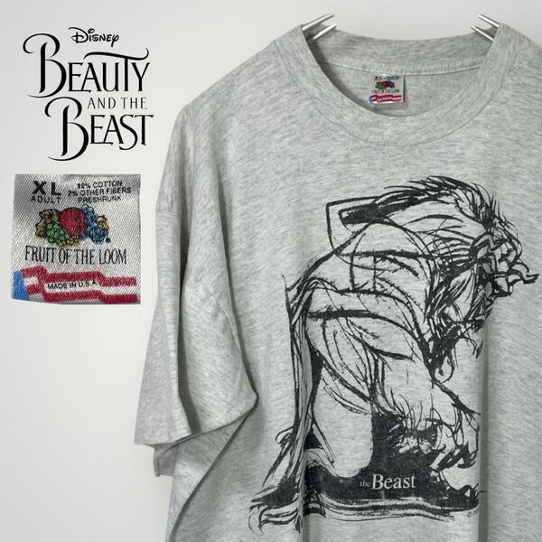 希少90s Disneyヴィンテージ美女と野獣Tシャツ XLムービーTシャツ