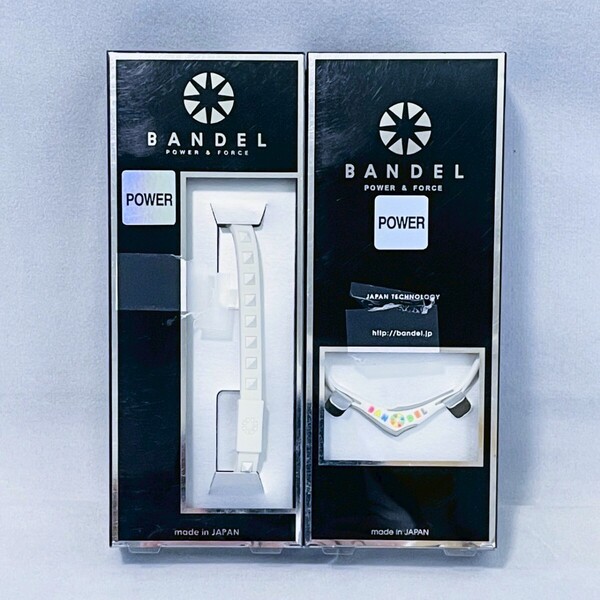 【2個セット 新品未開封品】BANDEL バンデル スタッズ ネックレス 40cm ブレスレット 16.0cm ホワイト×マルチ 送料無料