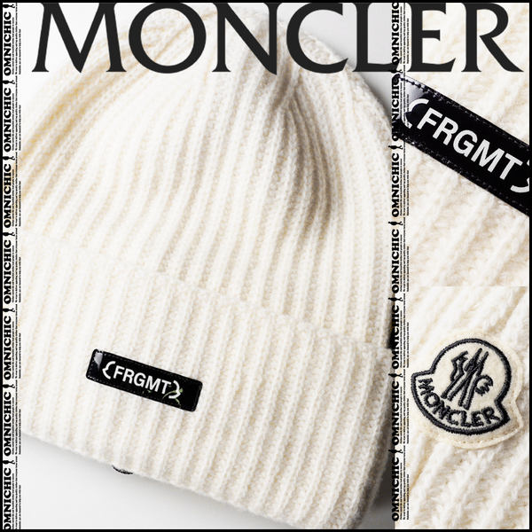 新品■贅沢肉厚ウール100%/安心の国内正規品【MONCLER GENIUS FRGMT】モンクレールジーニアスフラグメントロゴホワイトリブニットキャップ