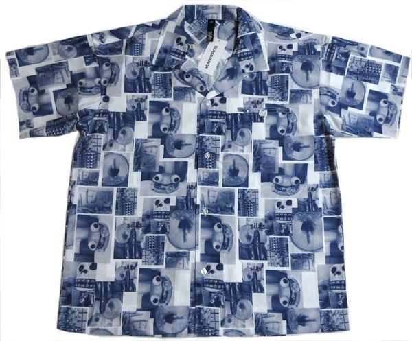 エクストララージ フォト 半袖シャツ Mサイズ ネイビー オープンカラー PHOTO PATTERN OPEN COLLAR S/S SHIRT 110232014006 XLARGE