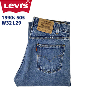美品◎ 90s ビンテージ Levi's 505 W32 L30 L29 オレンジタブ 美色 ブルー 霜降 デニム パンツ MEXICO製 メキシコ製 USA 古着 // USA製 ZIP