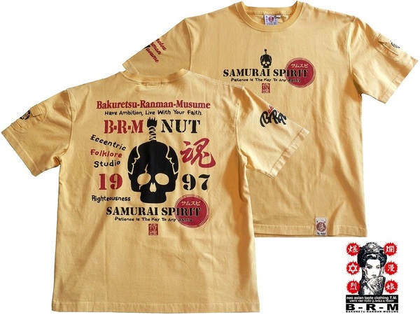 爆裂爛漫娘/B-R-M/XLサイズ/半袖Tシャツ/RMT-318/カスタード/エフ商会/新品/送料無料/和柄/サムライスピリット/ドクロ