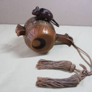 打ち出の小槌(ネズミ&房付き)金属製 : 干支・縁起物・インテリア・置物・金属工芸品・民芸品