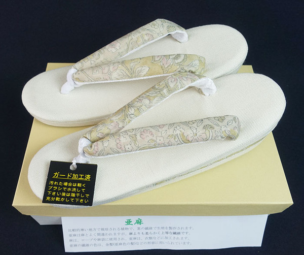 新品未使用 単衣~夏用 亜麻草履 ガード加工済 フリーサイズ 11840