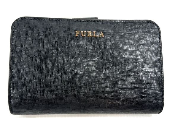 FURLA フルラ 二つ折り 財布 レザー 小銭入れ ウォレット ブラック 二つ折り財布