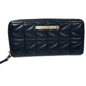 KARL LAGERFELD カールラガーフェルド 長財布 ラウンドファスナー キルティング レザー ブラック