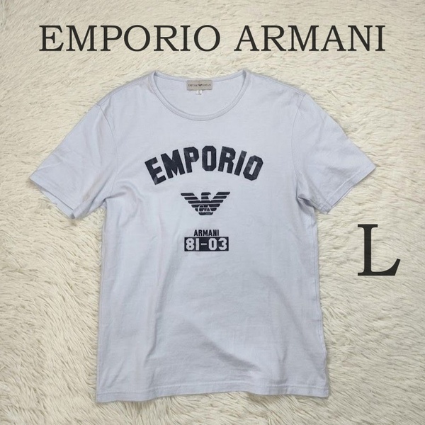 EMPORIO ARMANI エンポリオアルマーニ 半袖 Tシャツ L レディース ライトブルー 水色 ビッグイーグル