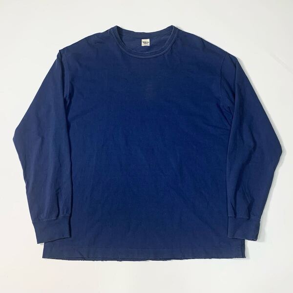 Ron Herman ロンハーマン ダメージ加工 デザイン 長袖 Tシャツ カットソー ロンT スウェット コットン 無地 青 ブルー S