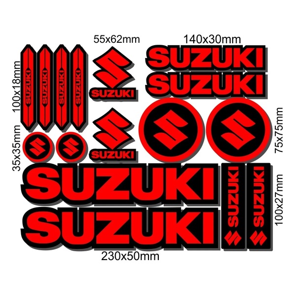 【ゆうパケット送料込】SUZUKI(スズキ) 大判ステッカー レッド 横31.5cm×縦26cm ②