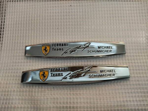【ゆうパケット送料込】FERRARI エンブレムプレート 縦2cm×横10cm×厚5mm 2枚組 ⑥ フェラーリ