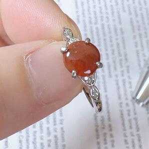 R2M-0127天然本翡翠《本物保証》 赤翡翠リング約14号 S925 天然石 未処理 一点物 希少 縁起物 お守り パワーストーン