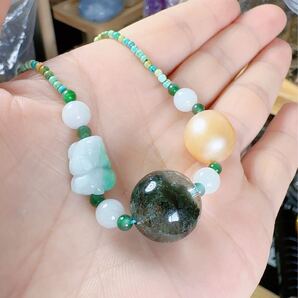 R2M-00123すべて天然石《本物保証》鑑定済み ネックレス 一点物 魔除け 昇進成功 風水 金運財運 幸運幸福 縁起物 一品一図 パワーストーン