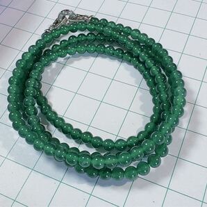 R2-01012天然本翡翠 《本物保証》 緑翡翠 ネックレス約62cm 天然石3.9mm 宝石 一点物 希少 縁起物 お守り パワーストーン