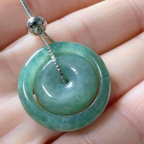 R2-0891天然石 天然本翡翠 親子連れペンダント 上質上品 翡翠 ネックレスSV925約45cm(調整可能) パワーストーン 縁起物