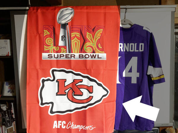 【新品・未使用品】カンザスシティ・チーフス スーパーボウル59 AFCチャンピオン 縦型フラッグ | NFL正規品
