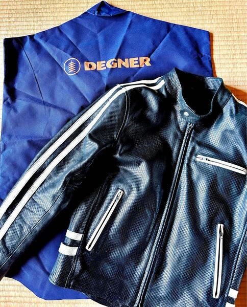 美品! ライダー DEGNER デグナー メッシュ レザージャケット プロテクター付き バイク 保管 ジャケットカバー ライダース 本革