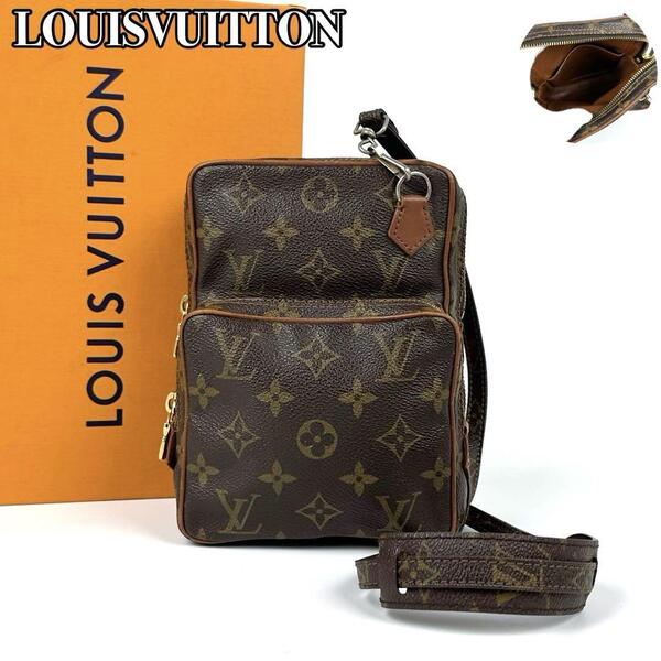 【美品】LOUIS VUITTON ルイヴィトン モノグラム ミニアマゾン M45238 ショルダーバッグ ポシェット サコッシュ 男女兼用 レザー 人気 LV