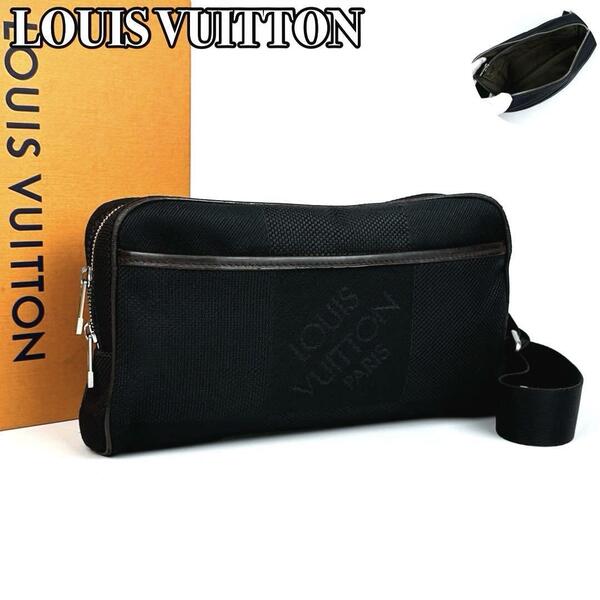 美品 LOUIS VUITTON ルイヴィトン ダミエ ジェアン アクロバット M93620 ボディバッグ ウエストポーチ ショルダーバッグ 男女兼用 黒 人気