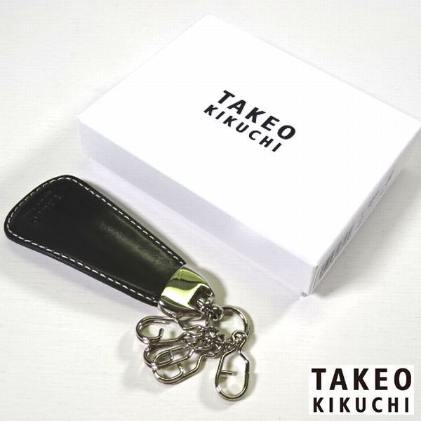 新品 TAKEO KIKUCHI タケオキクチ 定価5500円 本牛革 レザー キーホルダー 靴ベラ 黒 メンズ 男性 紳士用