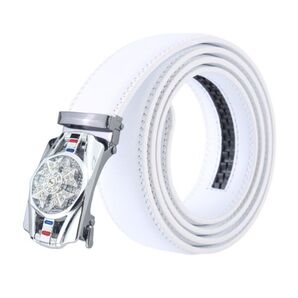 ベルト j45【白】折りたたみ発送 穴なし 無段階調整ベルト ゴルフベルト 人気 オートロック メンズ 革 ビジネス カジュアル