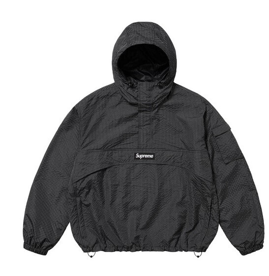 送料無料【黒・XXL】Reflective Ripstop Anorak supreme 国内 新品未開封 25ss シュプリーム Black ブラック リフレクティブ アノラック