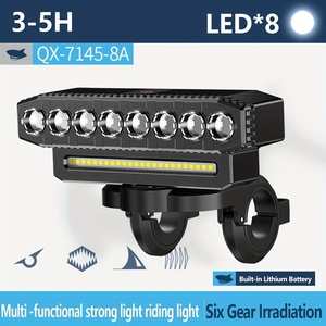 自転車用 LEDライト 明るい ホワイト 8LED 点滅 フラッシュ 電子ホーン付き 明るさ調整 ハイビーム 充電式 電池式 防水 夜間 t1040
