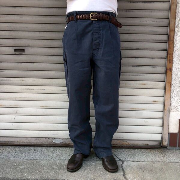 00s ドイツ軍 実物 フィールドパンツ カーゴパンツ ネイビー Gr56 XL W96cm ユーロ ミリタリー ヴィンテージ ワークパンツ ペインター 90s