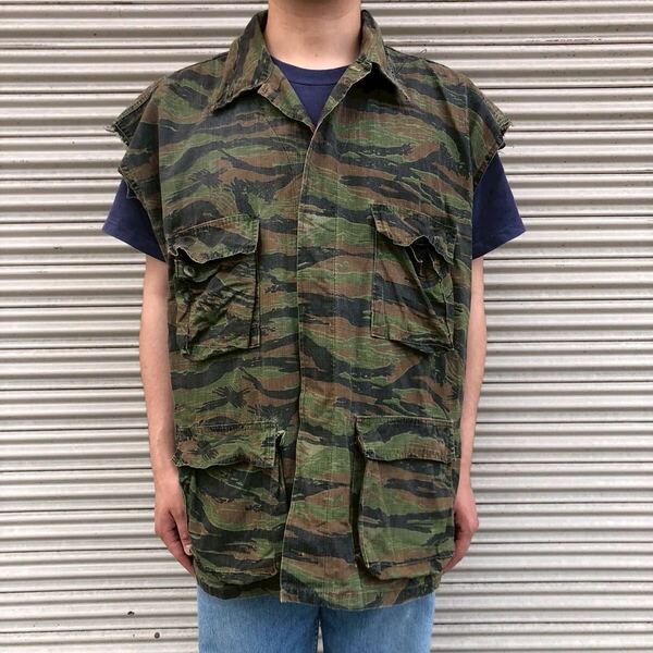 3XL ビッグサイズ 米軍 USarmy ヴィンテージ タイガーカモ フィールドジャケット ベスト ヴィンテージ ミリタリー 迷彩 ノースリーブ