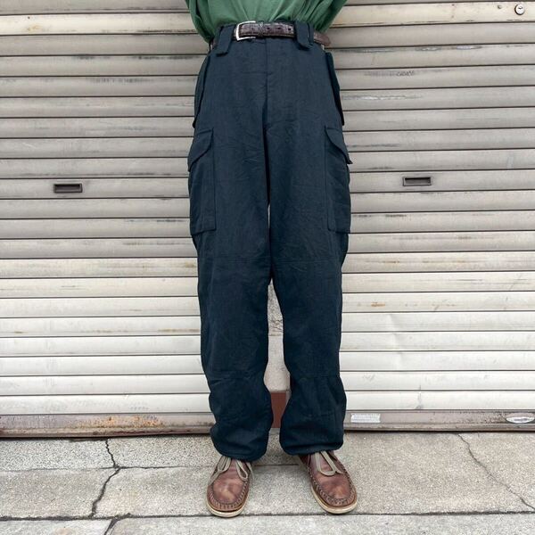 00s カナダ軍 実物 カーゴパンツ ブラック コンバット トラウザーズ 34T L W88cm ミリタリーパンツ ワークパンツ フィールドパンツ 90s