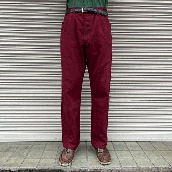 80s USA製 Lee カラーデニム デニムパンツ ワインレッド ヴィンテージ W40 L34 98cm ジーパン ユニオンチケット リー ジーンズ 赤 90s