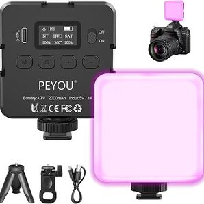 【新品】PEYOU LEDライト 三脚・クリップ付き 充電式撮影用ライト Pocketiphone・Gopro・Samsung・Nikon・Canon・Sonyに適用 送料無料