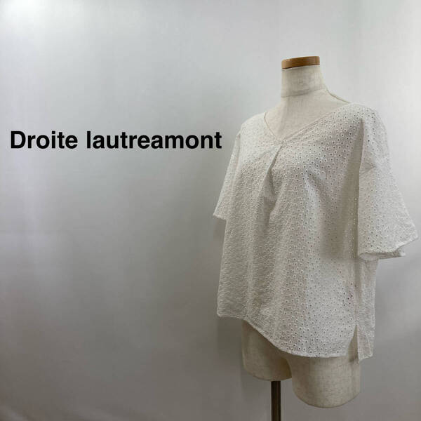 Droite lautreamont 半袖 カットソー レース生地 ホワイト レディース ドロワットロートレアモン