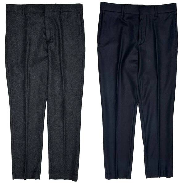 未使用 2本セット H&M MANTECO WOOL FLANNEL SLIM SLACKS サイズ30 ネイビー&グレー イタリア製ウールスリムスラックス