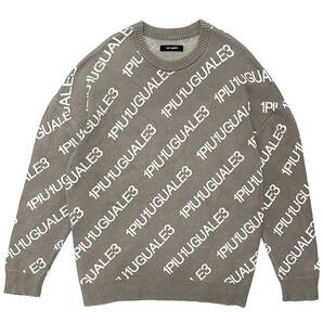 定価5.5万 1piu1uguale3 113 DROP SHOULDER BIAS LOGO CREW KNIT Ⅵサイズ ロゴニット wjk akm ジュンハシモト
