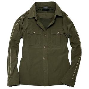 定価4.2万 junhashimoto STRETCH SIDE STRIPE ARMY SHIRT 3 カーキ ジュンハシモト ストレッチサイドストライプシャツ wjk akm