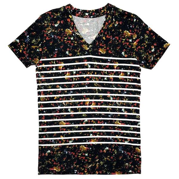 定価3.5万 1piu1uguale3 floral pattern V neck tee Ⅳ ウノピュ花柄 Tシャツ wjk akm ジュンハシモト