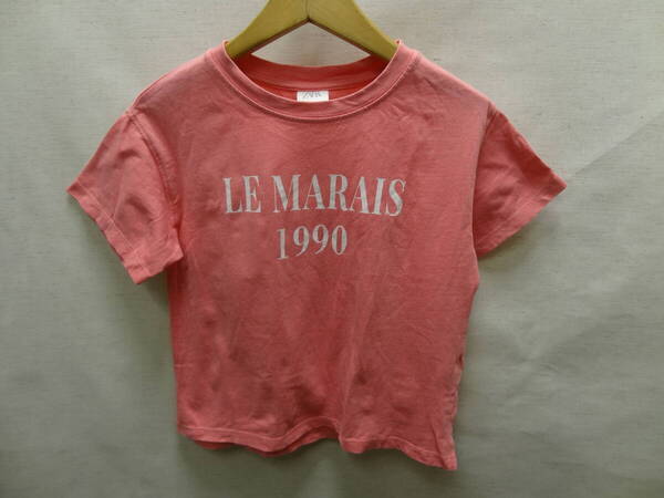 全国送料無料 ザラ ZARA 子供服キッズ男&女の子 半袖 丈短め コーラルピンク Tシャツ 130(128/8)