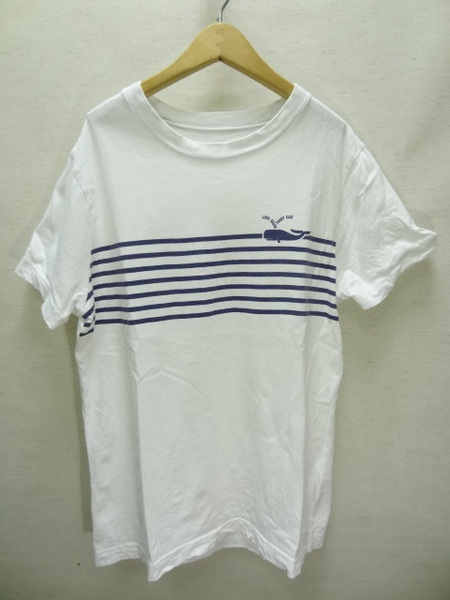 全国送料無料 コーエン coen メンズ チェストボーダー&クジラ プリント 半袖 綿 100%素材 白色 Tシャツ S