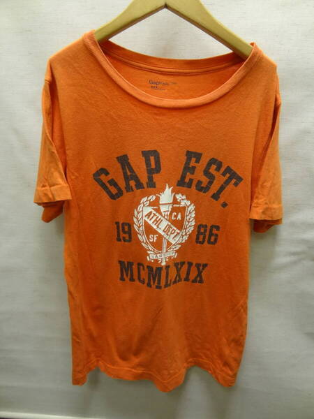 全国送料無料 ギャップ キッズ GAP KIDS 子供服キッズ男の子 VARSITY プリント 半袖 オレンジ色 Tシャツ 160