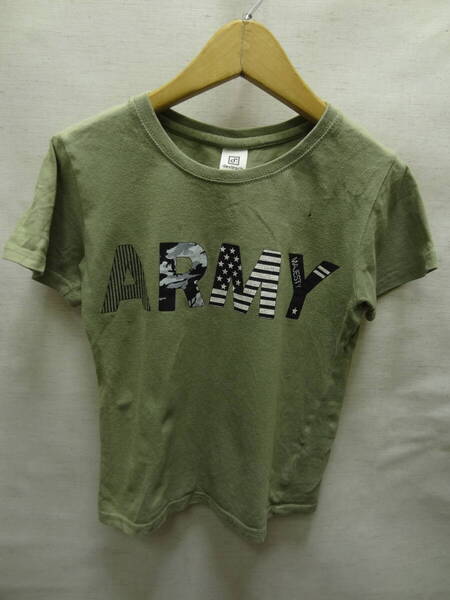 全国送料無料 デビロック devirock 子供服 キッズ 男&女の子 ARMY プリント カーキーグリーン色 半袖 Tシャツ 130