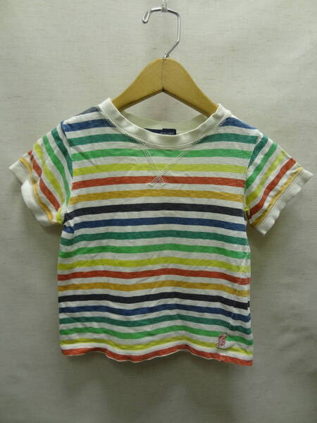 全国送料無料 リトルベアークラブ LITTLE BEAR CLUB 丸高衣料 子供服キッズ男&女の子 虹色レインボーボーダー柄 半袖Tシャツ 100